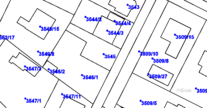 Parcela st. 3545 v KÚ Horní Počernice, Katastrální mapa