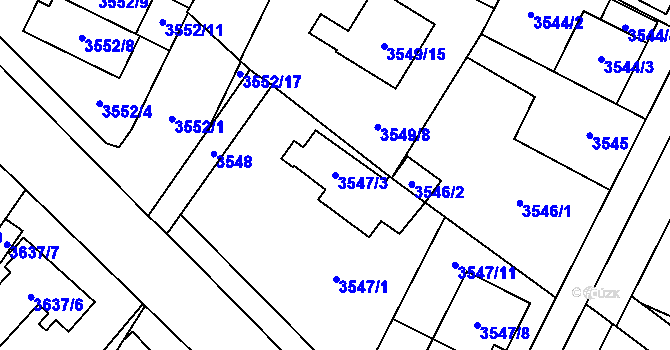 Parcela st. 3547/3 v KÚ Horní Počernice, Katastrální mapa