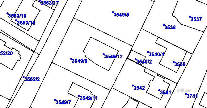 Parcela st. 3549/12 v KÚ Horní Počernice, Katastrální mapa