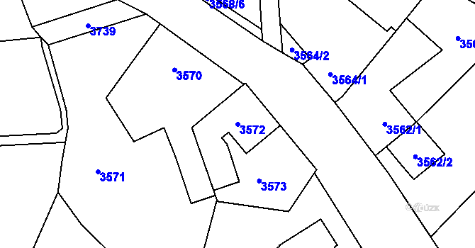 Parcela st. 3572 v KÚ Horní Počernice, Katastrální mapa