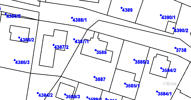 Parcela st. 3586 v KÚ Horní Počernice, Katastrální mapa