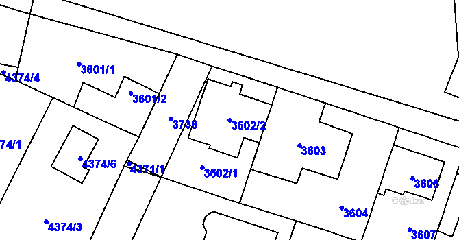 Parcela st. 3602/2 v KÚ Horní Počernice, Katastrální mapa