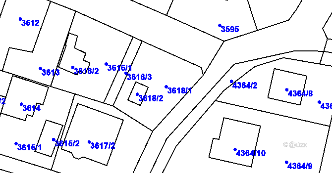 Parcela st. 3618/1 v KÚ Horní Počernice, Katastrální mapa