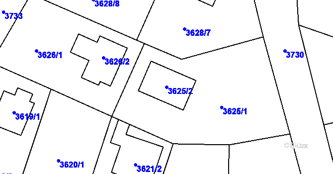 Parcela st. 3625/2 v KÚ Horní Počernice, Katastrální mapa
