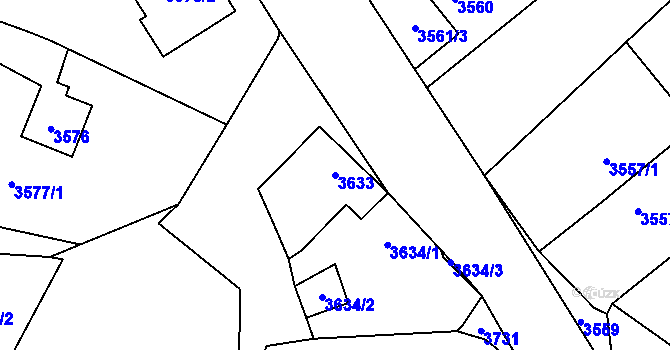 Parcela st. 3633 v KÚ Horní Počernice, Katastrální mapa