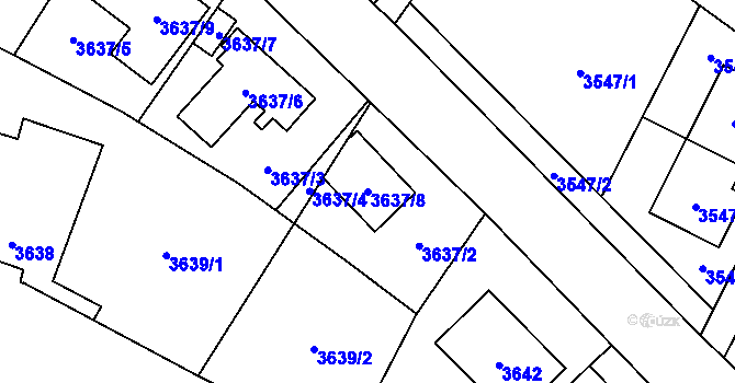 Parcela st. 3637/8 v KÚ Horní Počernice, Katastrální mapa