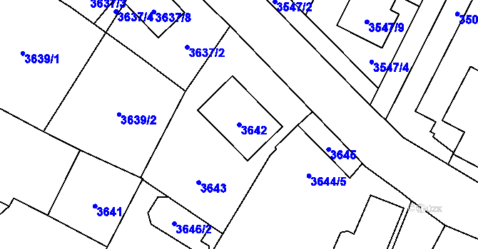 Parcela st. 3642 v KÚ Horní Počernice, Katastrální mapa
