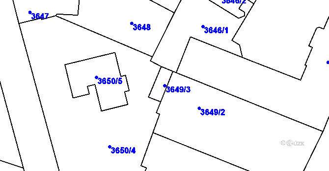 Parcela st. 3649/3 v KÚ Horní Počernice, Katastrální mapa