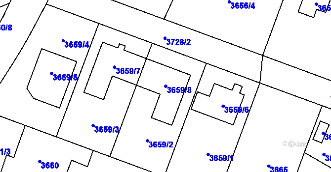 Parcela st. 3659/8 v KÚ Horní Počernice, Katastrální mapa