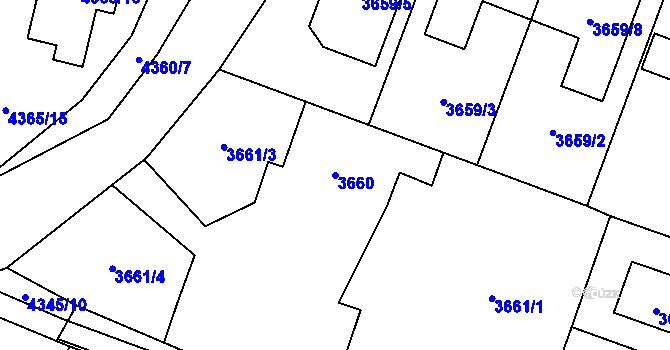 Parcela st. 3660 v KÚ Horní Počernice, Katastrální mapa