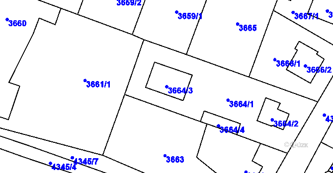 Parcela st. 3664/3 v KÚ Horní Počernice, Katastrální mapa