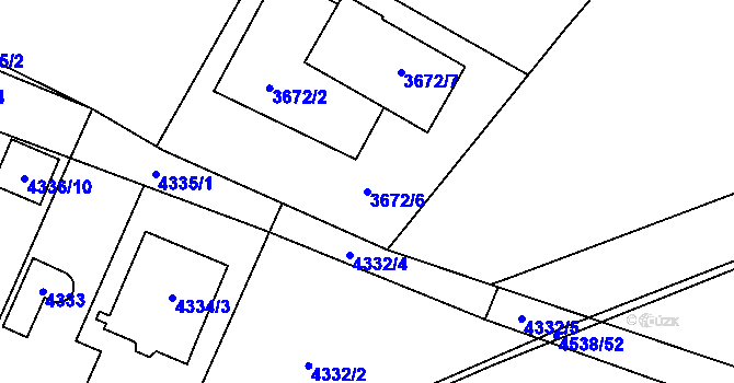 Parcela st. 3672/6 v KÚ Horní Počernice, Katastrální mapa