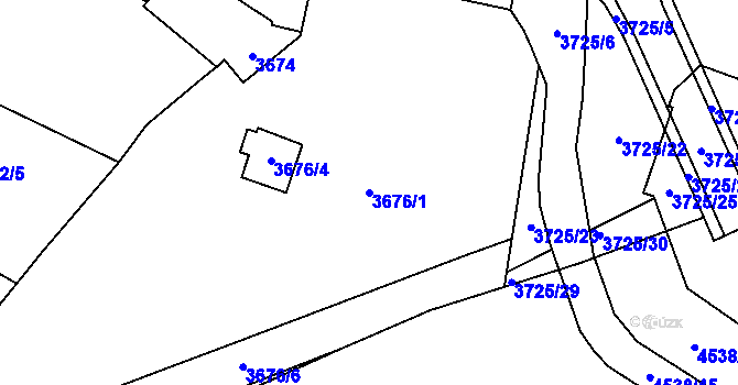 Parcela st. 3676/1 v KÚ Horní Počernice, Katastrální mapa