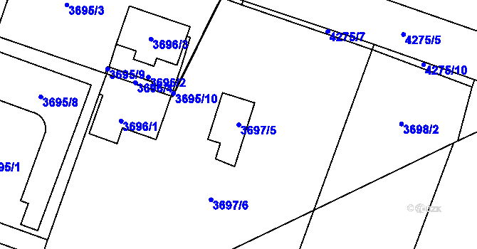 Parcela st. 3697/5 v KÚ Horní Počernice, Katastrální mapa