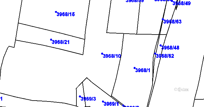 Parcela st. 3968/10 v KÚ Horní Počernice, Katastrální mapa