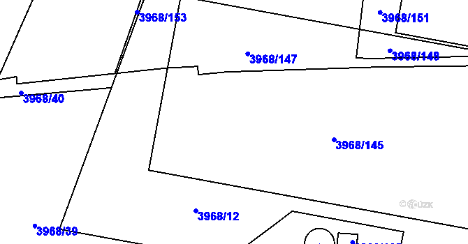 Parcela st. 3968/12 v KÚ Horní Počernice, Katastrální mapa