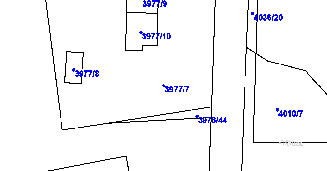 Parcela st. 3977/7 v KÚ Horní Počernice, Katastrální mapa