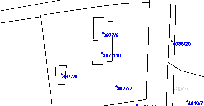 Parcela st. 3977/10 v KÚ Horní Počernice, Katastrální mapa