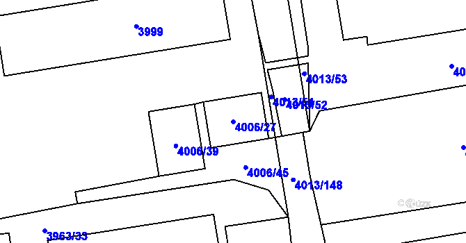 Parcela st. 4006/27 v KÚ Horní Počernice, Katastrální mapa