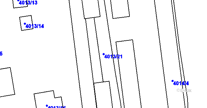 Parcela st. 4013/21 v KÚ Horní Počernice, Katastrální mapa