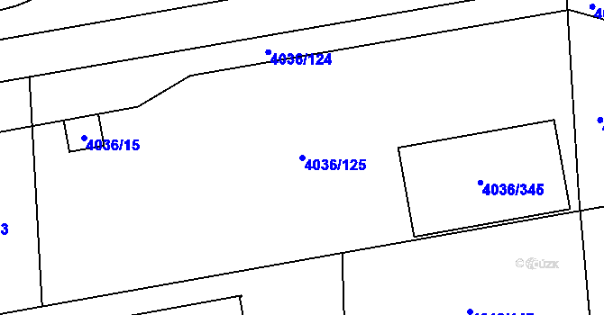 Parcela st. 4036/125 v KÚ Horní Počernice, Katastrální mapa