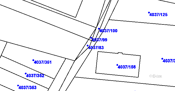 Parcela st. 4037/83 v KÚ Horní Počernice, Katastrální mapa