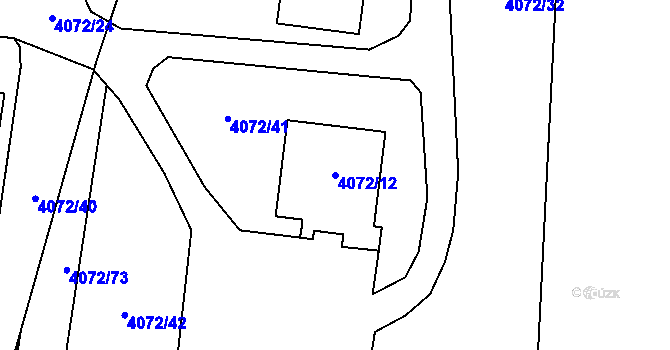 Parcela st. 4072/12 v KÚ Horní Počernice, Katastrální mapa