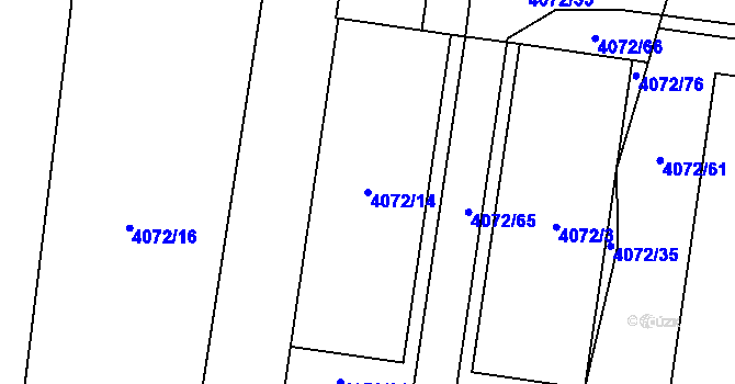 Parcela st. 4072/14 v KÚ Horní Počernice, Katastrální mapa
