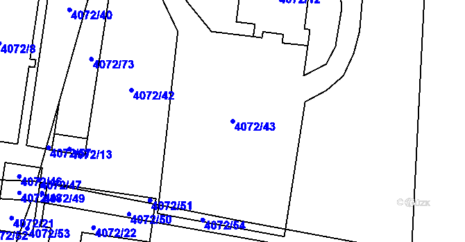 Parcela st. 4072/43 v KÚ Horní Počernice, Katastrální mapa