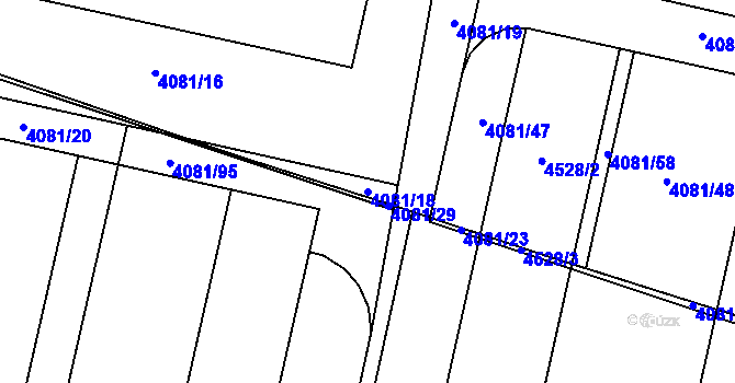 Parcela st. 4081/18 v KÚ Horní Počernice, Katastrální mapa