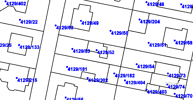 Parcela st. 4129/52 v KÚ Horní Počernice, Katastrální mapa