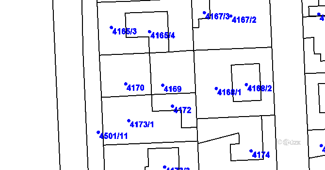 Parcela st. 4169 v KÚ Horní Počernice, Katastrální mapa