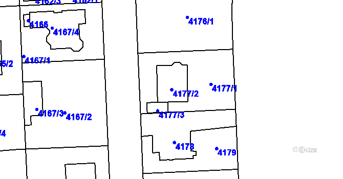 Parcela st. 4177/2 v KÚ Horní Počernice, Katastrální mapa