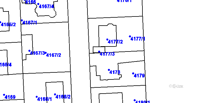 Parcela st. 4177/3 v KÚ Horní Počernice, Katastrální mapa