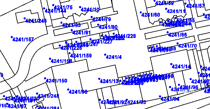 Parcela st. 4241/4 v KÚ Horní Počernice, Katastrální mapa