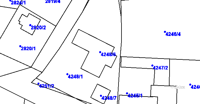 Parcela st. 4248/6 v KÚ Horní Počernice, Katastrální mapa