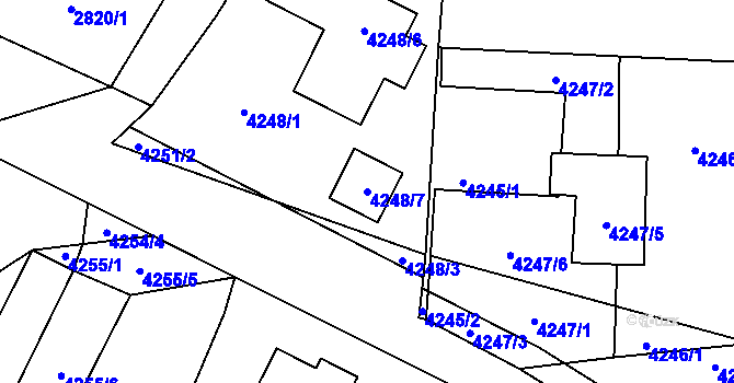Parcela st. 4248/7 v KÚ Horní Počernice, Katastrální mapa