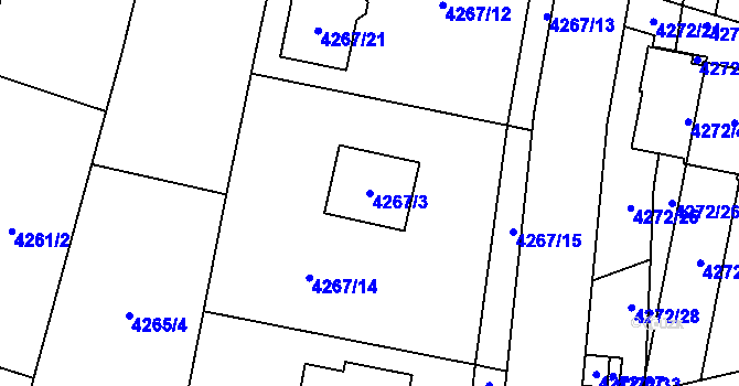 Parcela st. 4267/3 v KÚ Horní Počernice, Katastrální mapa