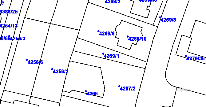 Parcela st. 4269/1 v KÚ Horní Počernice, Katastrální mapa