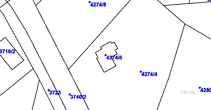 Parcela st. 4274/6 v KÚ Horní Počernice, Katastrální mapa