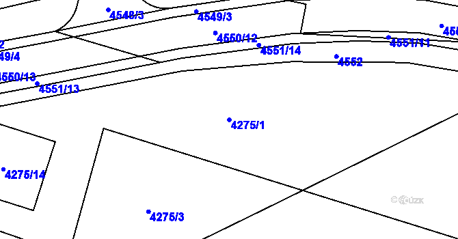 Parcela st. 4275/1 v KÚ Horní Počernice, Katastrální mapa