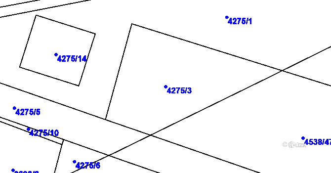 Parcela st. 4275/3 v KÚ Horní Počernice, Katastrální mapa