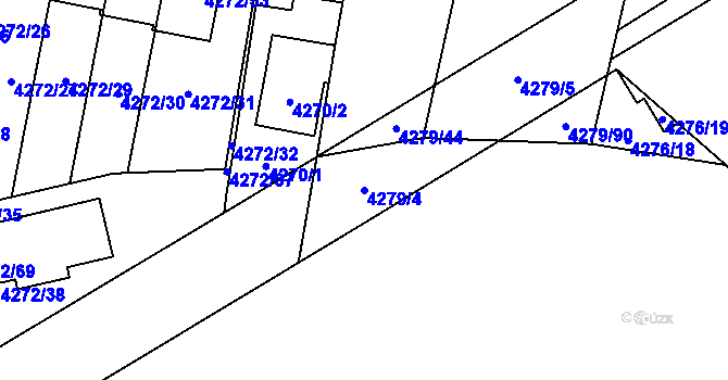 Parcela st. 4279/4 v KÚ Horní Počernice, Katastrální mapa