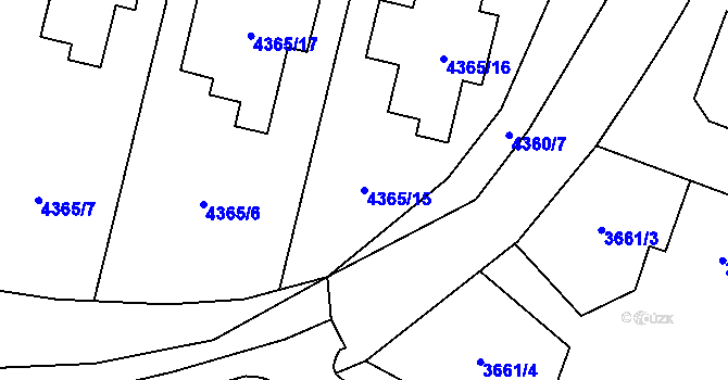 Parcela st. 4365/15 v KÚ Horní Počernice, Katastrální mapa