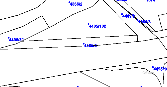 Parcela st. 4485/4 v KÚ Horní Počernice, Katastrální mapa