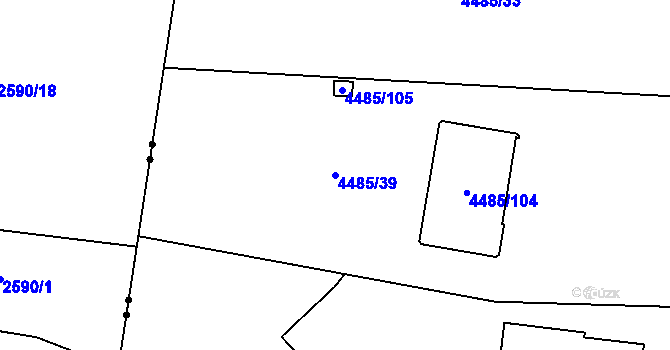 Parcela st. 4485/39 v KÚ Horní Počernice, Katastrální mapa