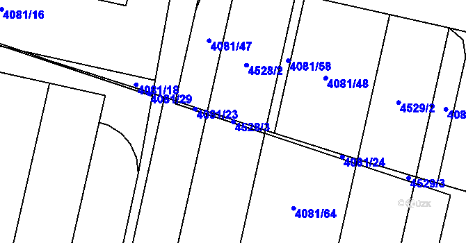 Parcela st. 4528/3 v KÚ Horní Počernice, Katastrální mapa