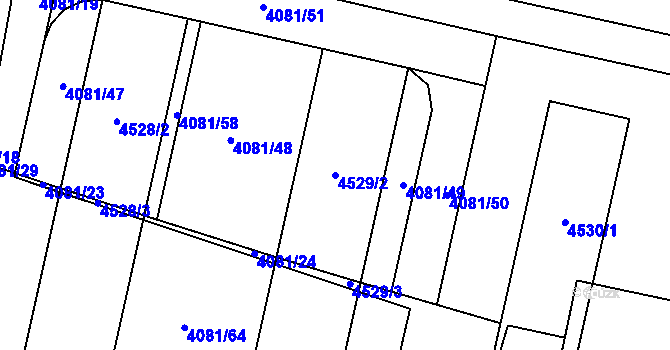 Parcela st. 4529/2 v KÚ Horní Počernice, Katastrální mapa