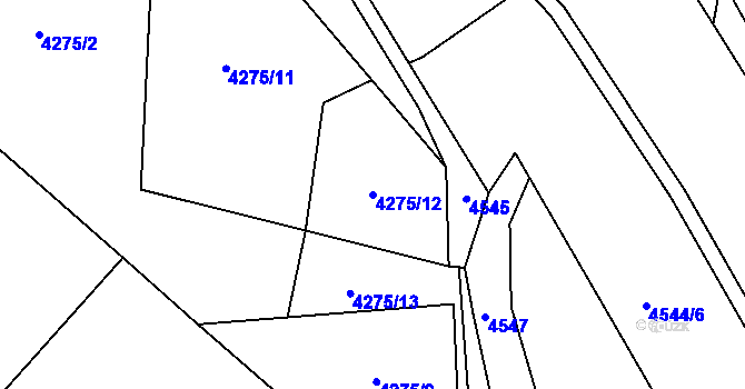 Parcela st. 4275/12 v KÚ Horní Počernice, Katastrální mapa