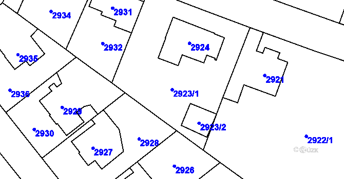 Parcela st. 2923/1 v KÚ Horní Počernice, Katastrální mapa